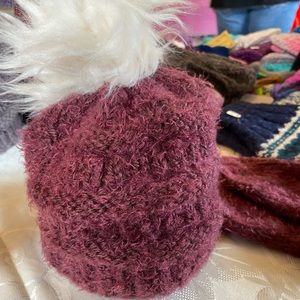 Handmade knit hat and mitten set